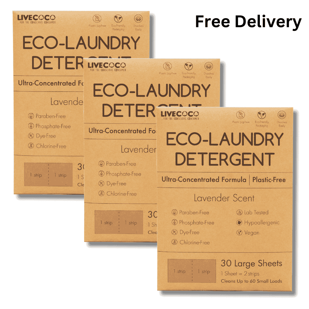 LiveCoco Eco-Laundry Detergent Sheets (60 Loads-Lavender Scent)