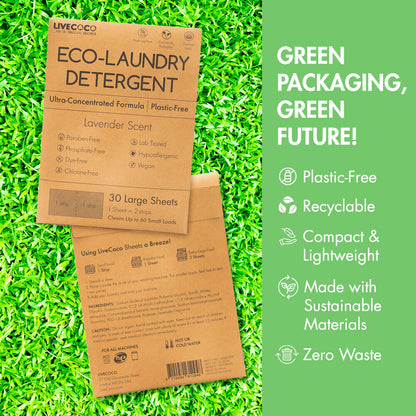 LiveCoco Eco-Laundry Detergent Sheets (60 Loads-Lavender Scent)